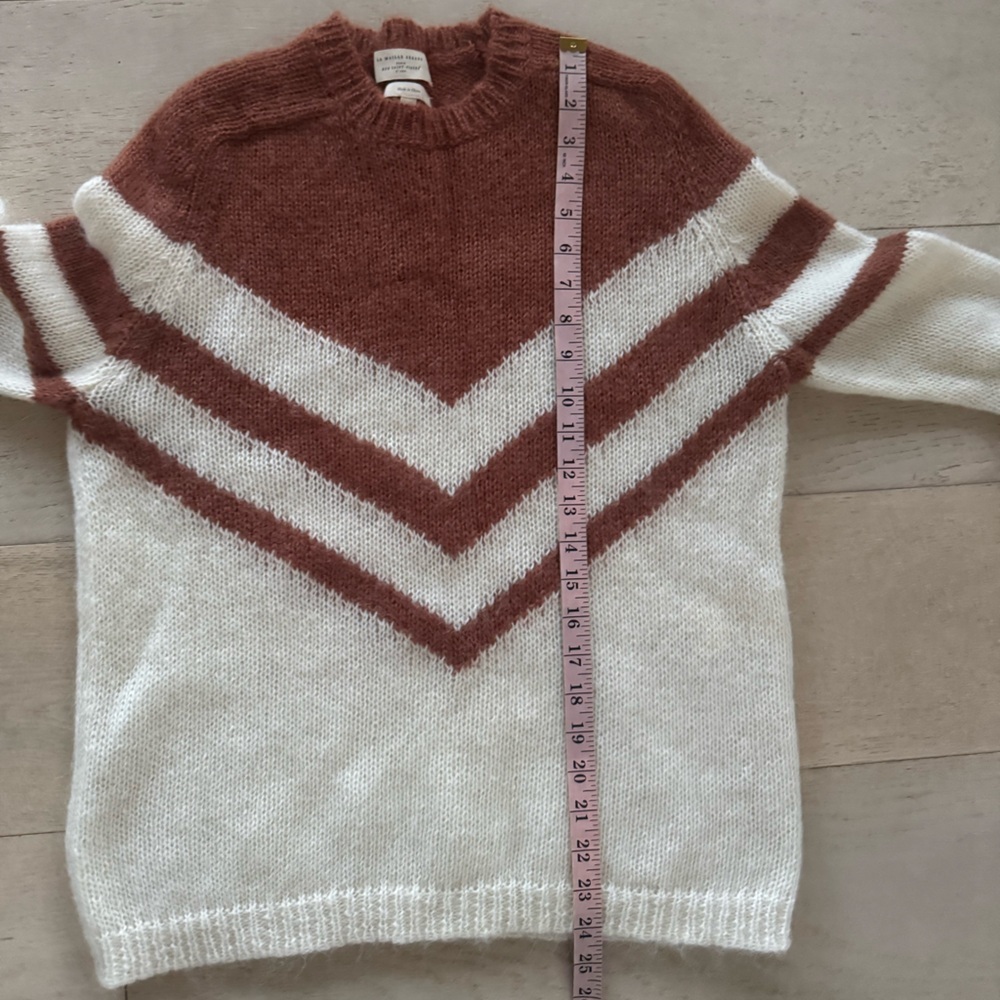Sezane Joy Caramel Chevron Mohair Ecru Pullover Sweater - Picture 8 of 10